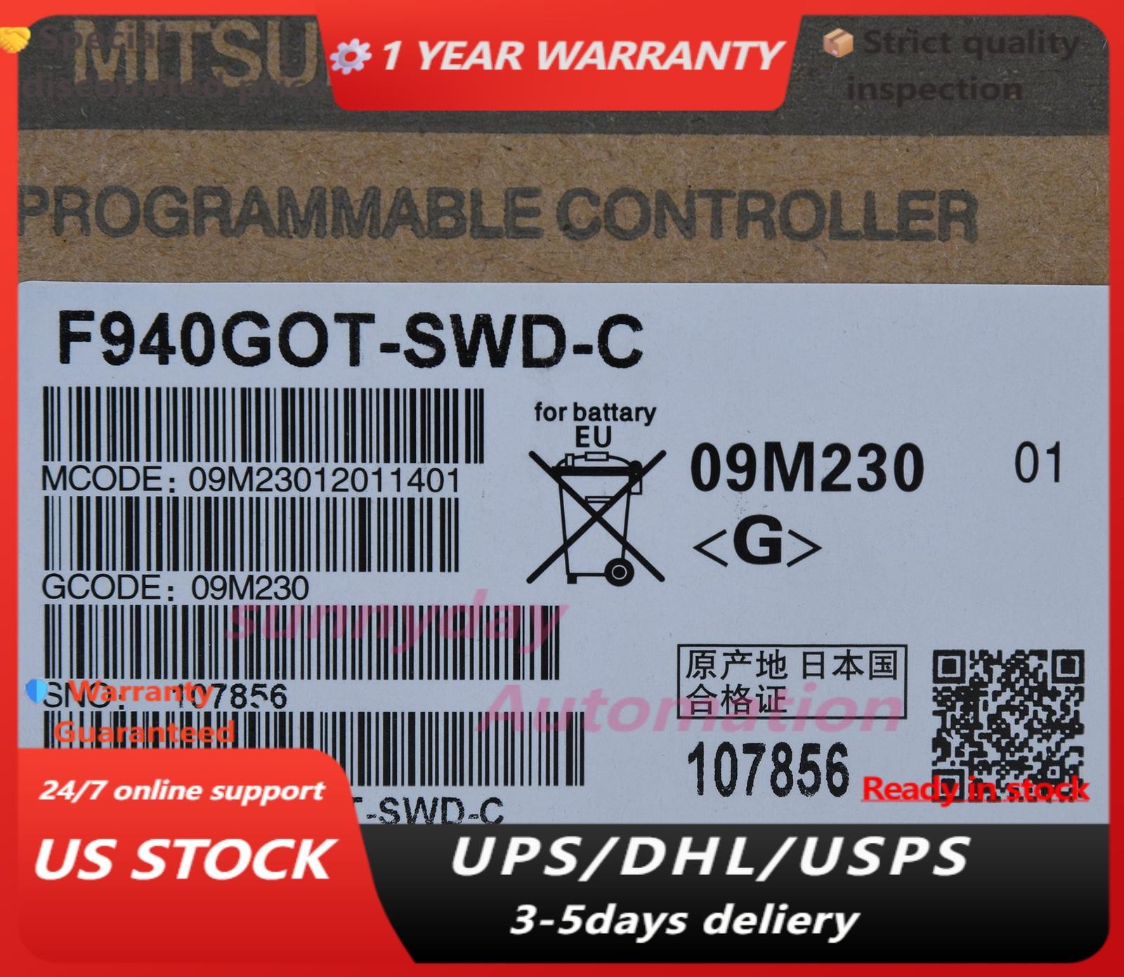 MITSUBISHI HMI F940GOT-SWD-C Touch Panel F940GOTSWDC New In Box Operator Panel