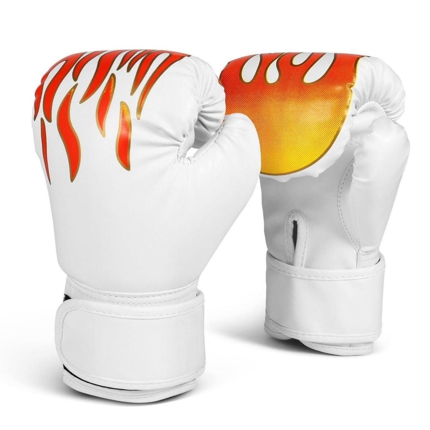 Kids Boxing Gloves For 3-8 Years, 4 oz Fire White Boxing Gloves for Children