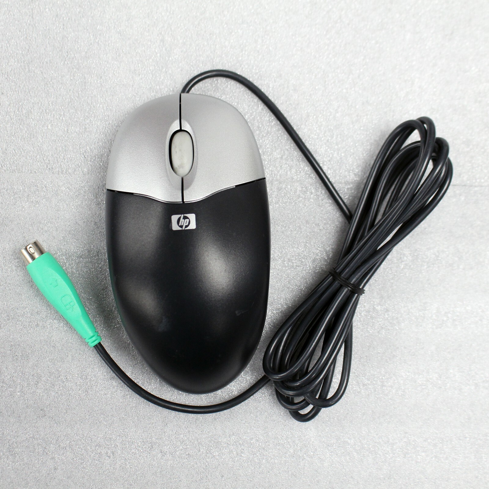 Genuine HP M-SBF96 Silver/Black Three Button PS/2 Optical Scroll Wheel Mouse