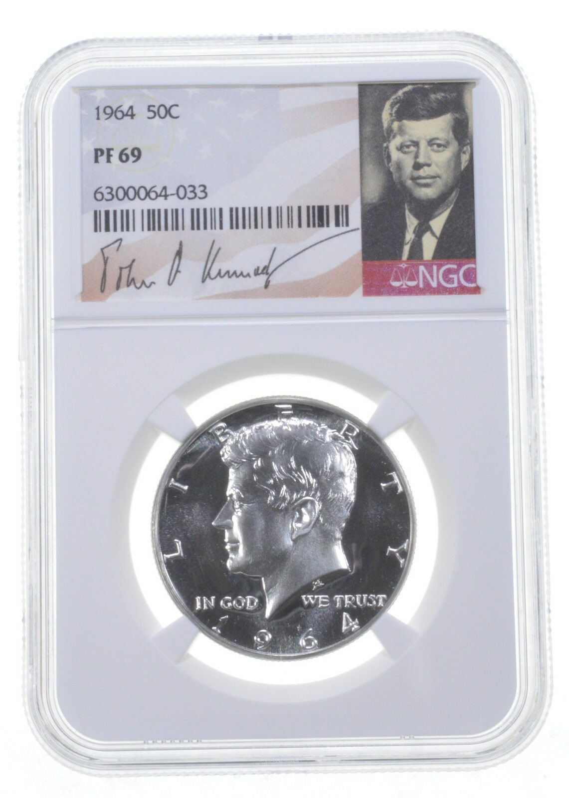 1964 Kennedy Half Dollar PF69 NGC Signature Label