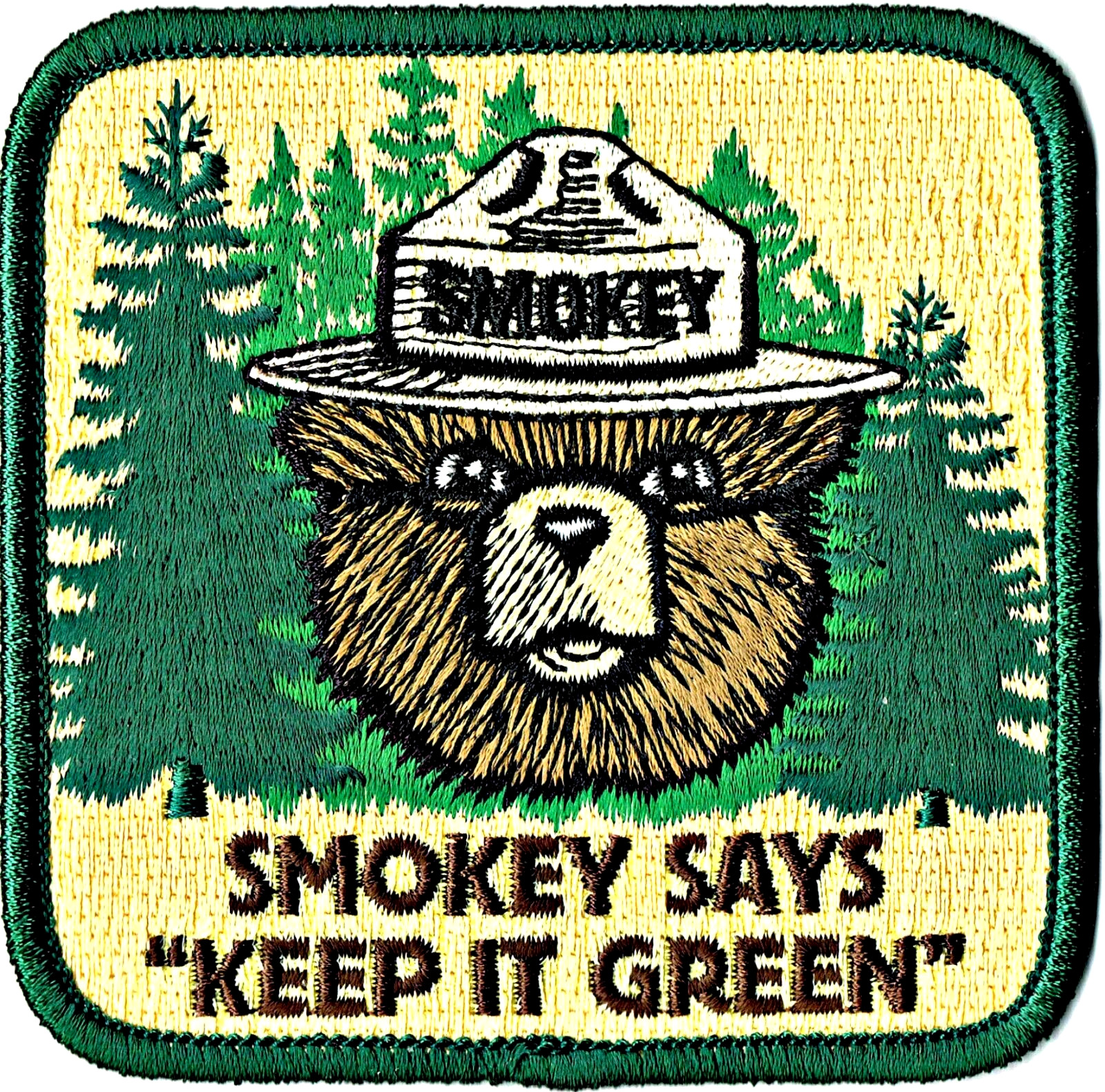 ⫸ The Real OFFICIAL SMOKEY BEAR 'KEEP IT GREEN' Bright Embroidered Patch - NEW!