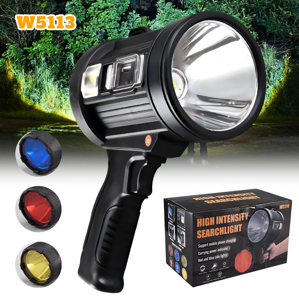 Super Bright Solar/USB Rechargeable LED Spotlight Flashlight Searchlight w/Stand
