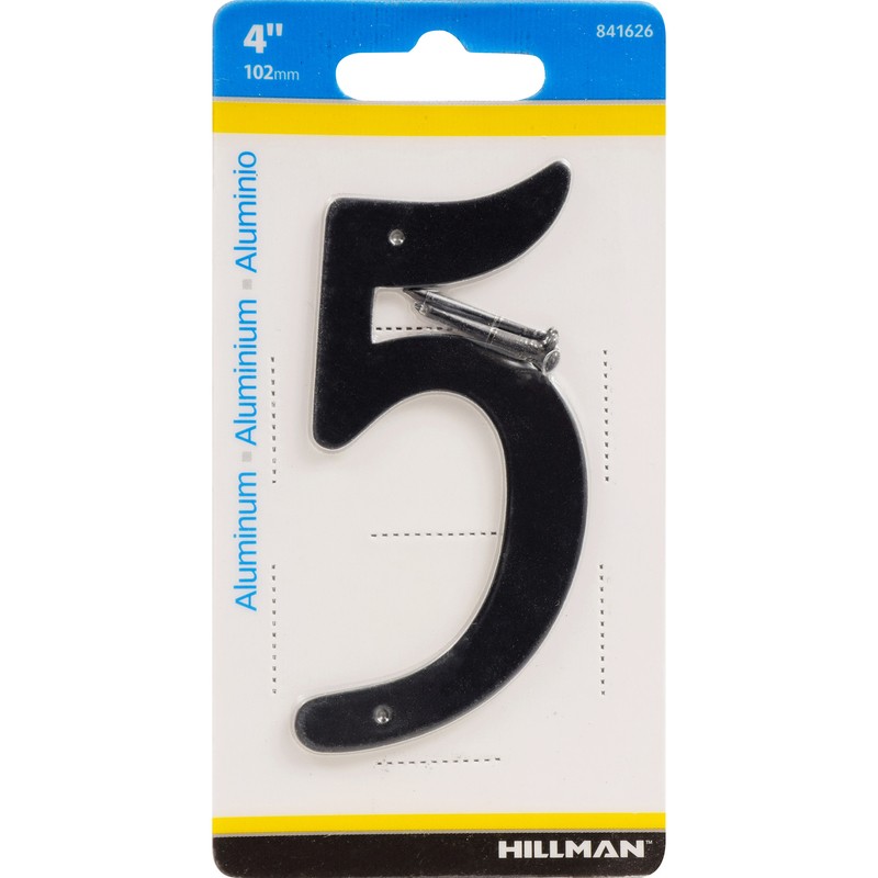 Hillman 4 in. Black Aluminum Nail-On Number 5 (3-pack)