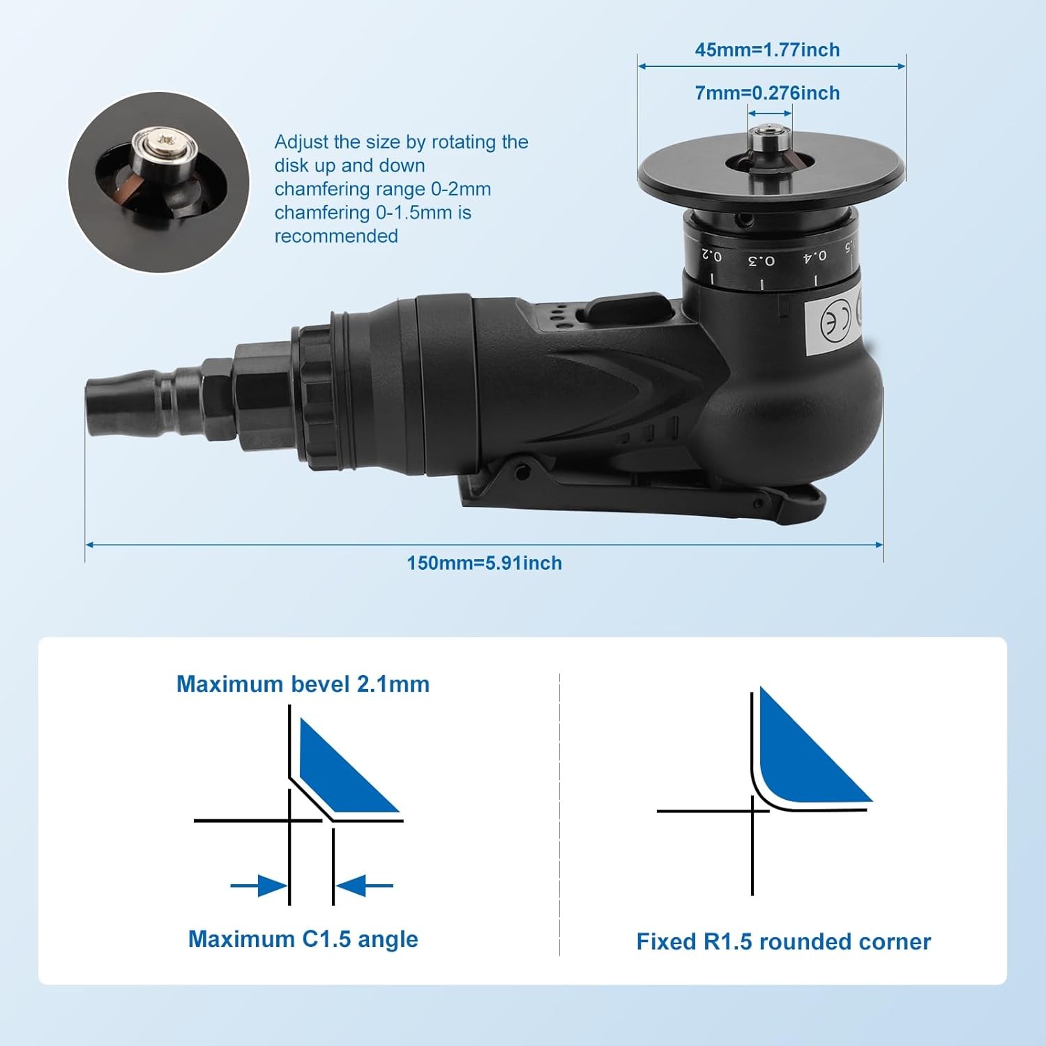 Mini Pneumatic Chamfering Tool Handheld,45 Degree Tile Chamfering Tool Handh....