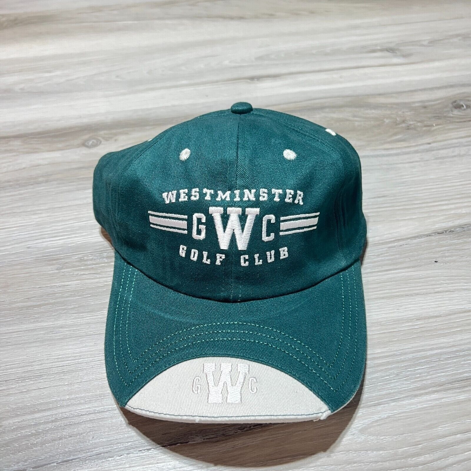 Westminster Golf Club Golf Club Strap Back Hat Cap Green Embroidered EUC