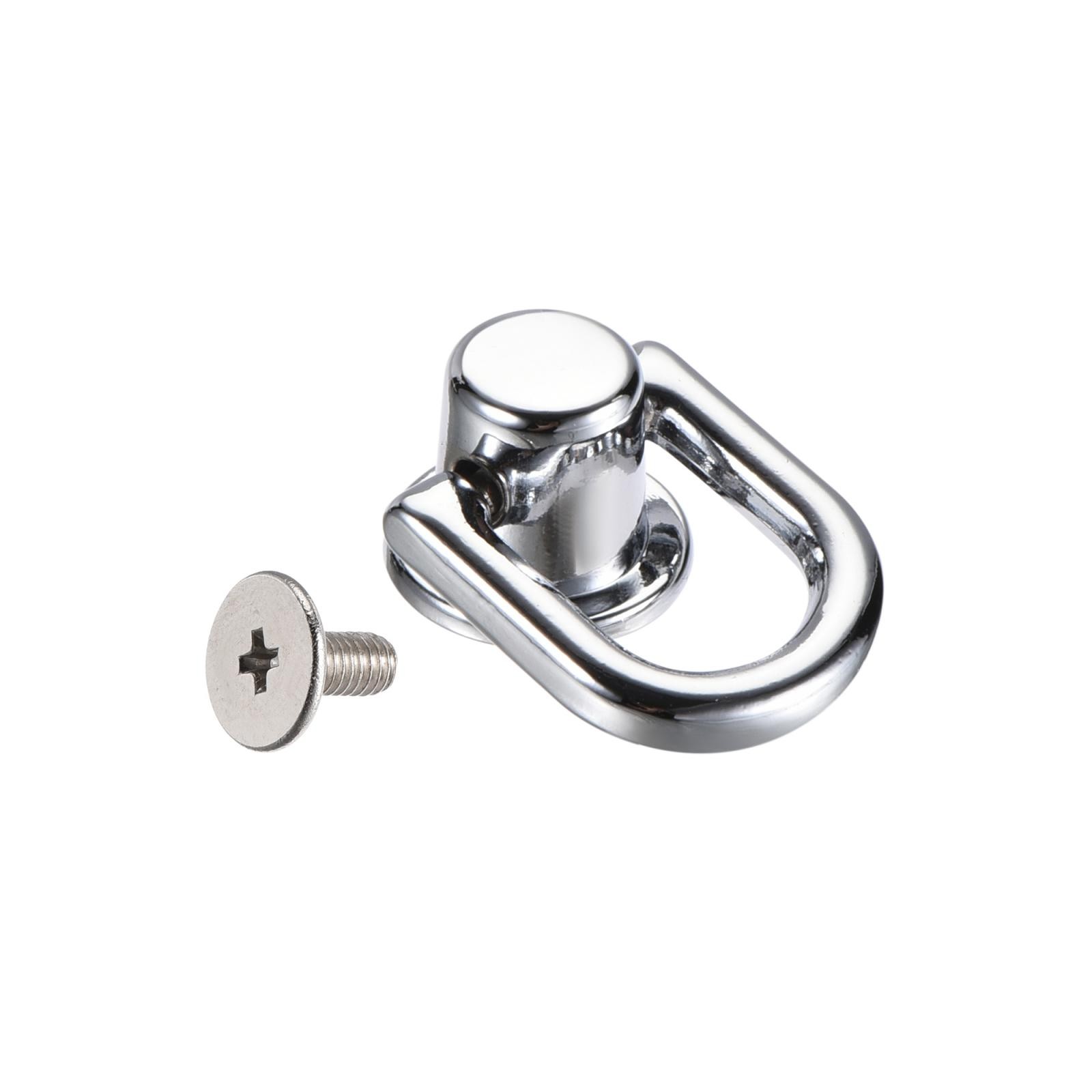 12x10mm Ball Head Button Studs with D Ring Silver White 4pcs