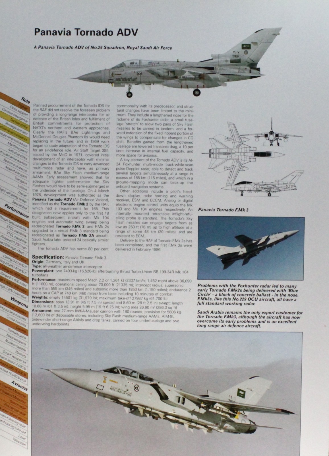 Panavia Tornado Picture Jet Aircraft Vtg Info Sheet Wall Art Decor Display