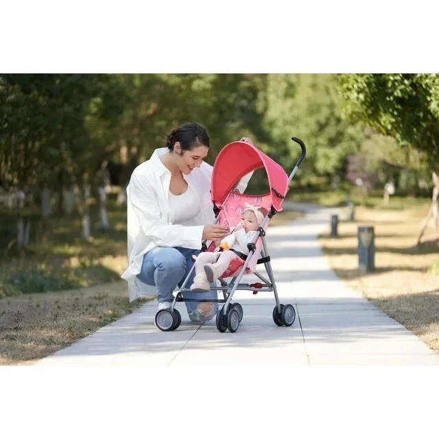 Parent's Choice Baby Umbrella Stroller with Canopy, Pink Rainbow for Baby Girls