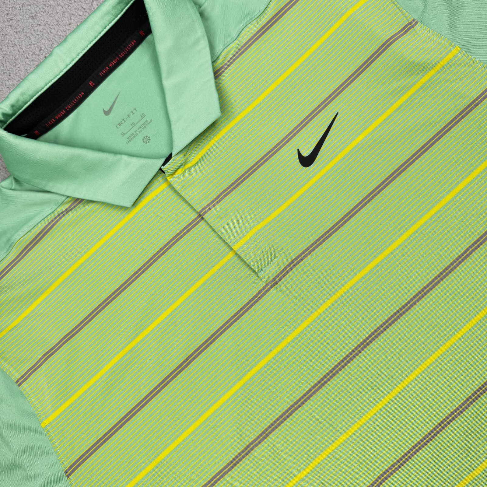 Nike Tiger Woods Collection Polo Shirt Mens XL Dri Fit Golf Stretch Striped