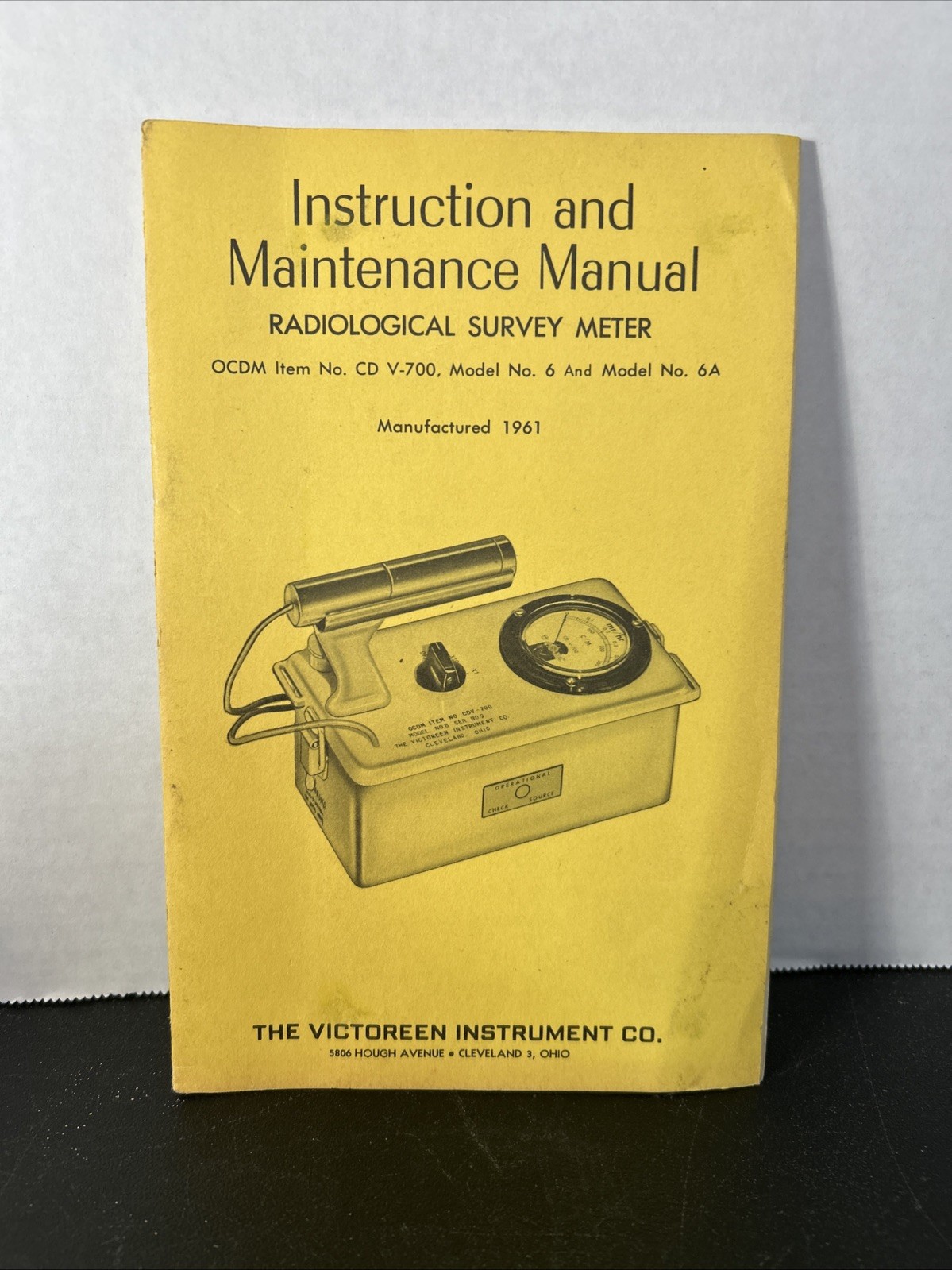 Vintage CD V-720 Model 3A Radiological Survey Meter Manual 1961
