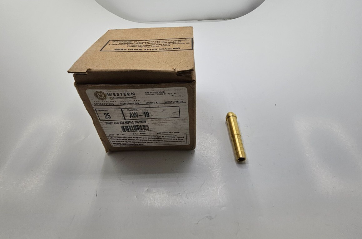(QTY 25) Western AW-19  Inert Arc Hose Nipple 3/8 in Barb