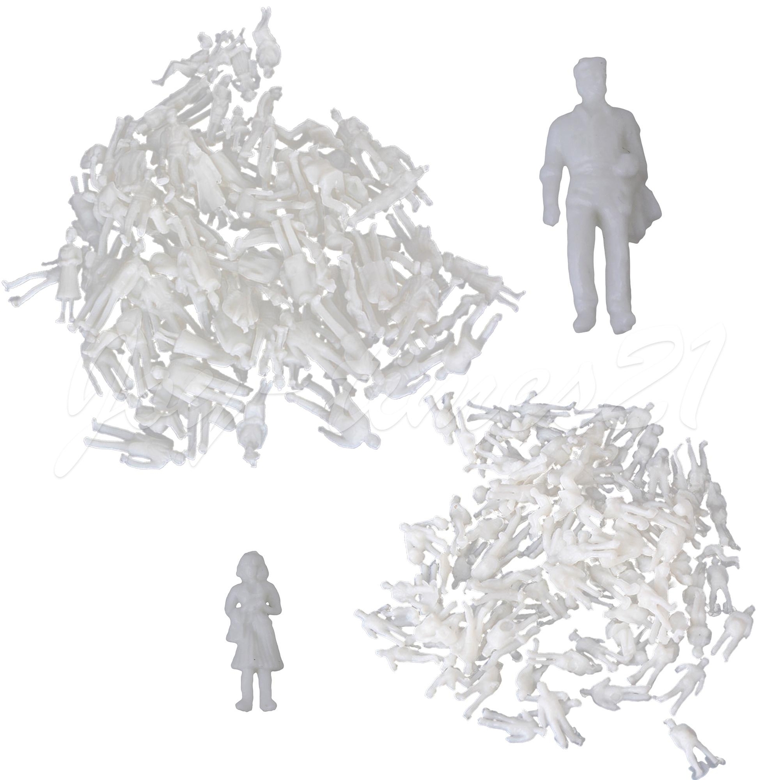 200 Pieces White Model Little People Figures for Decoration 1:100 1:200 Scale