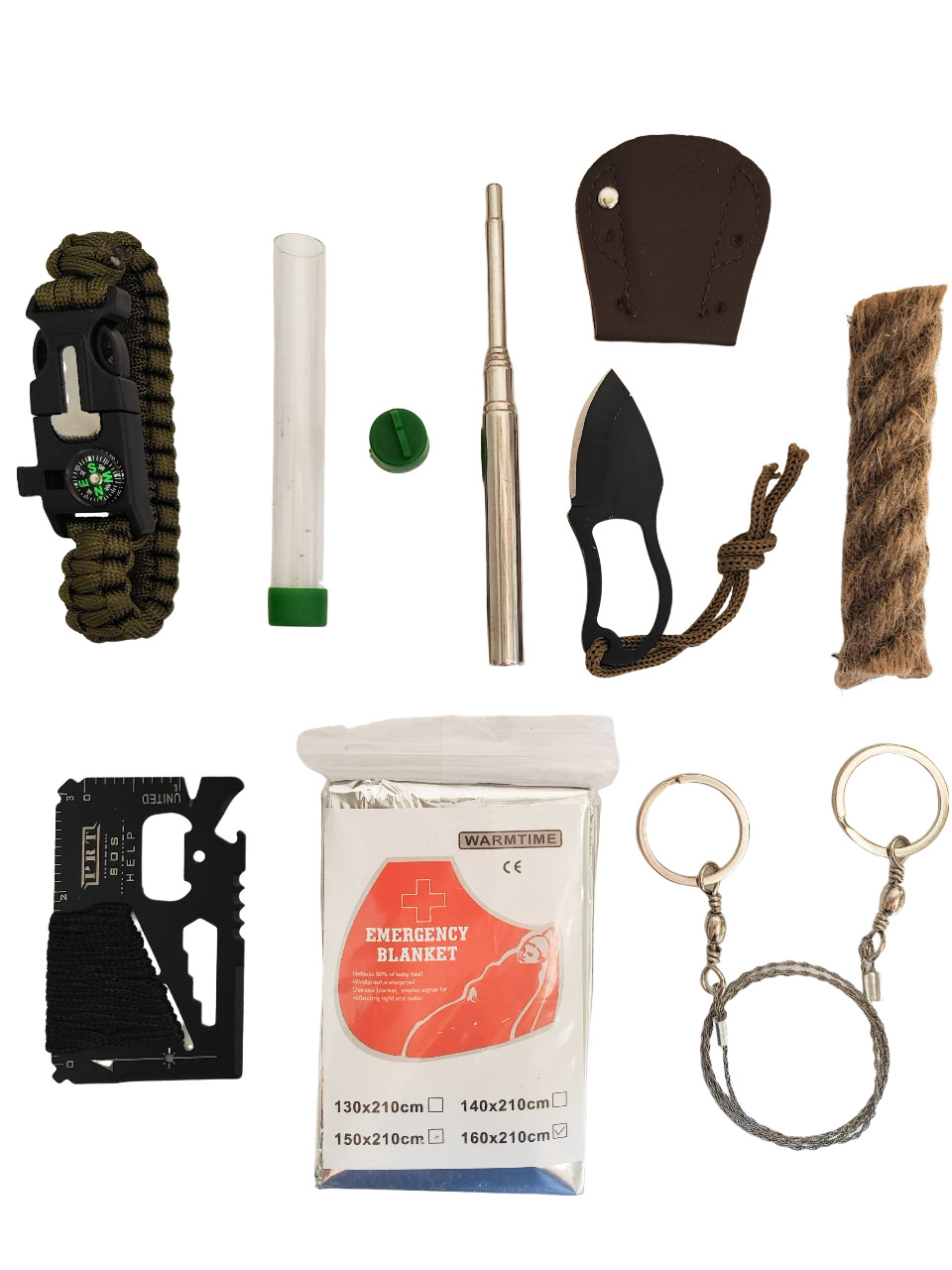 Fire Starter Paracord Bracelet Saw Wire Fire blower Multi Tool Emergency Blanket
