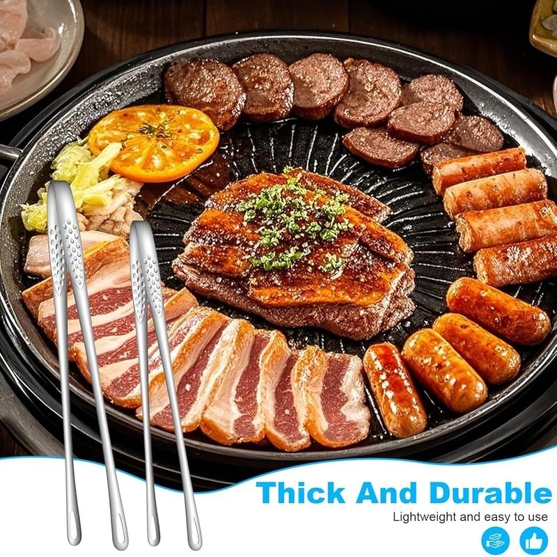 Stainless Steel BBQ Tongs Cooking Tweezers Non-Slip Ergonomic Grilling Utensils