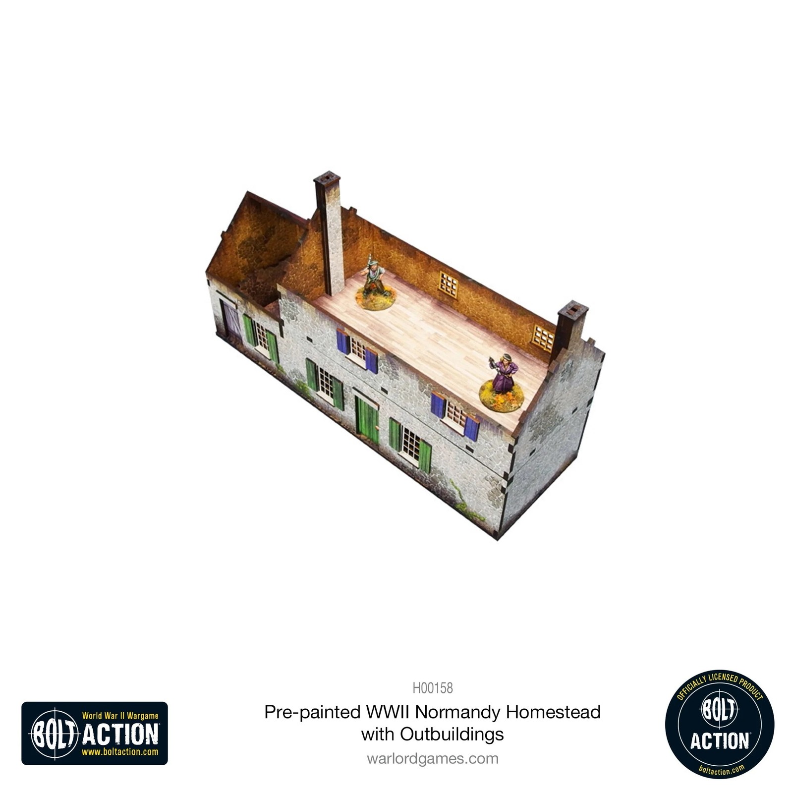 Micro Art Studio: Pre Painted WWII Normandy Homestead w/ Outbuildings
