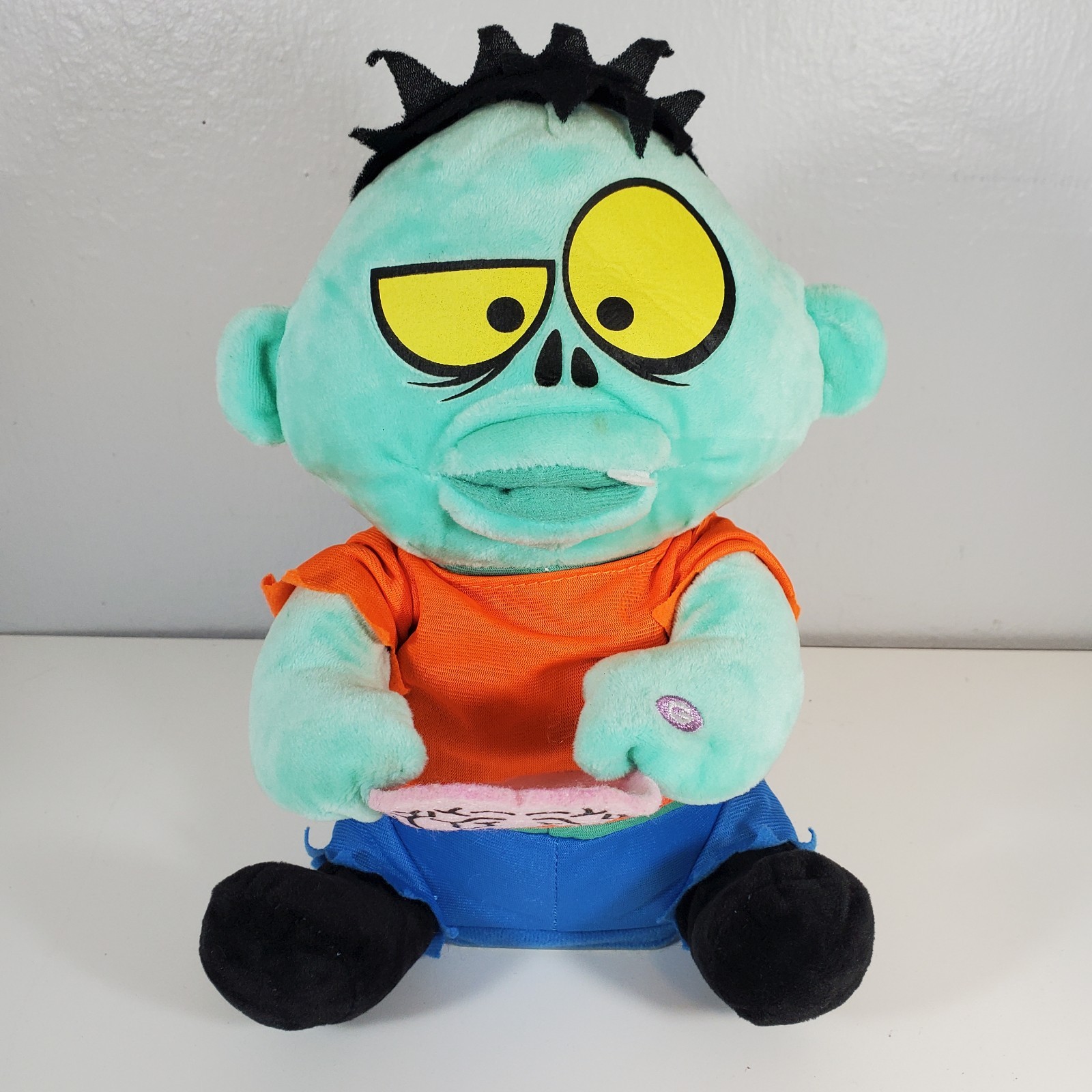 Gemmy Brain Eating Zombie Halloween 11” Animated Plush + Sounds Tested Working