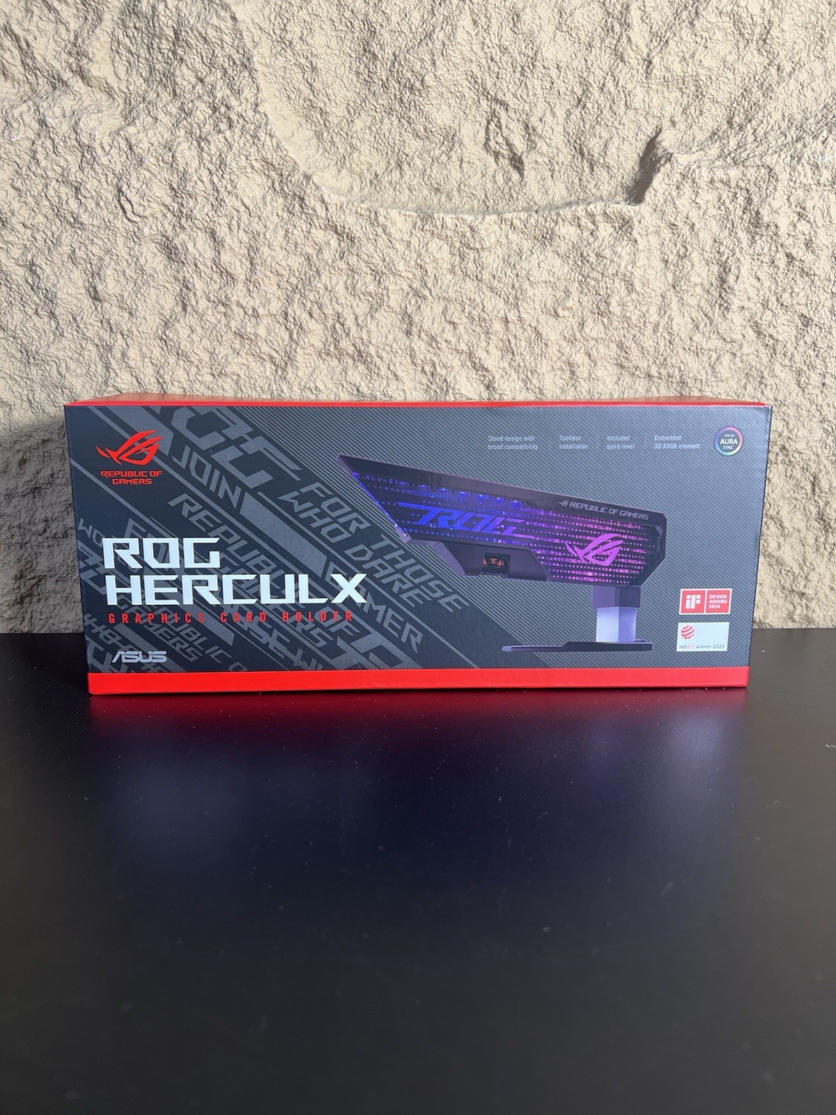 ASUS ROG Herculx Graphics Card Anti-Sag Holder, Incl Spirit Level, Aura Sync RGB
