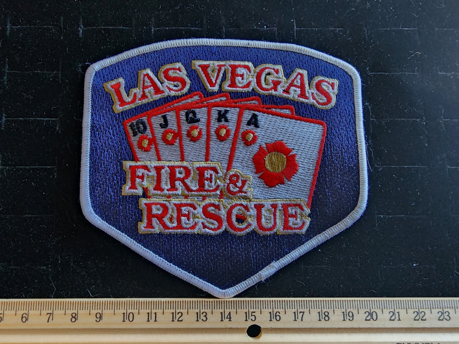 Vintage Fire Department Patch City Las Vegas Nevada Gambling Poker Hand