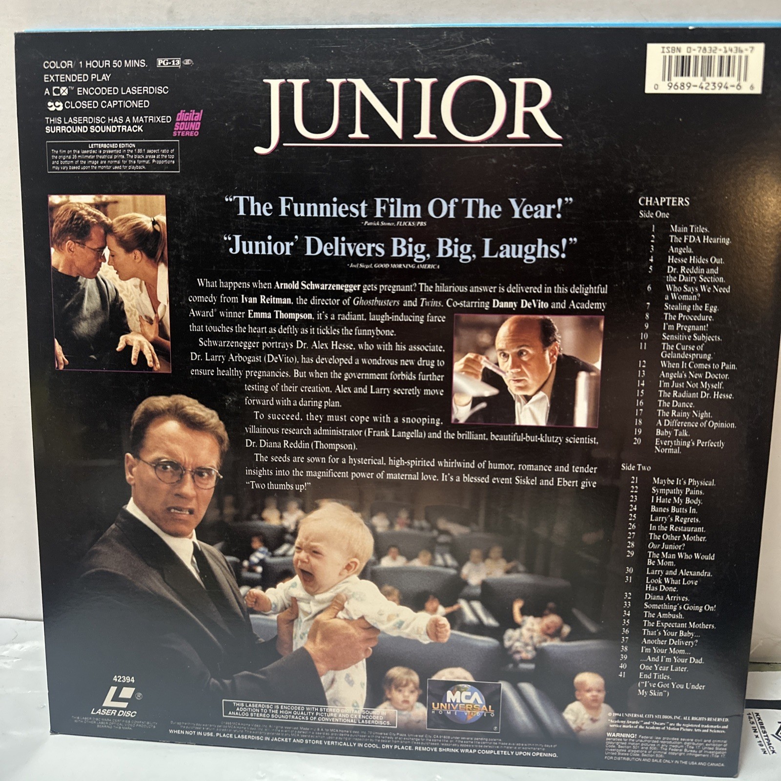 Junior starring Arnold Schwarzenegger & Danny Devito (1994) Laserdisc -