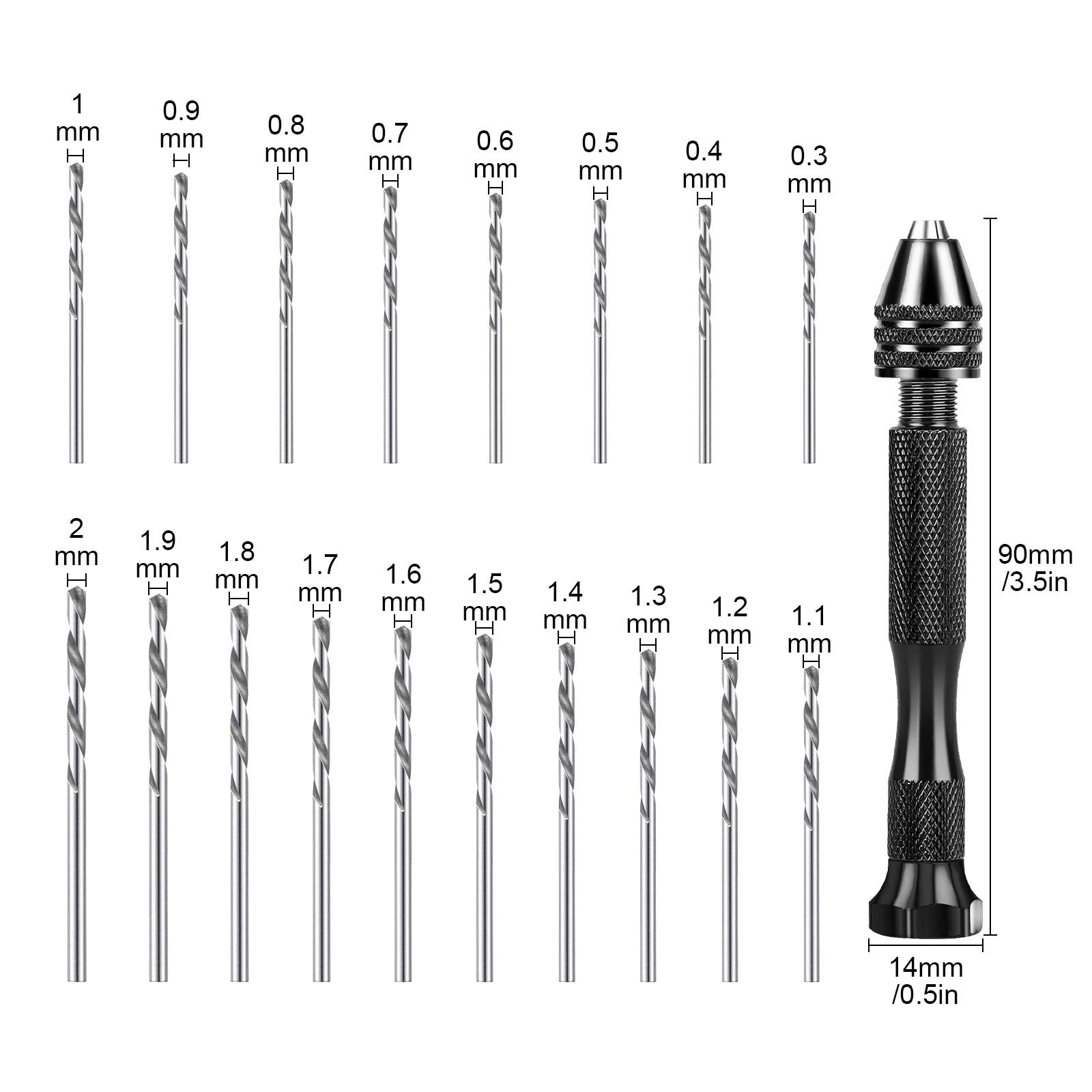 95Pcs Mini Micro Hand Twist Drill Bits Set Rotary Precision Pin Vise Tools Kit
