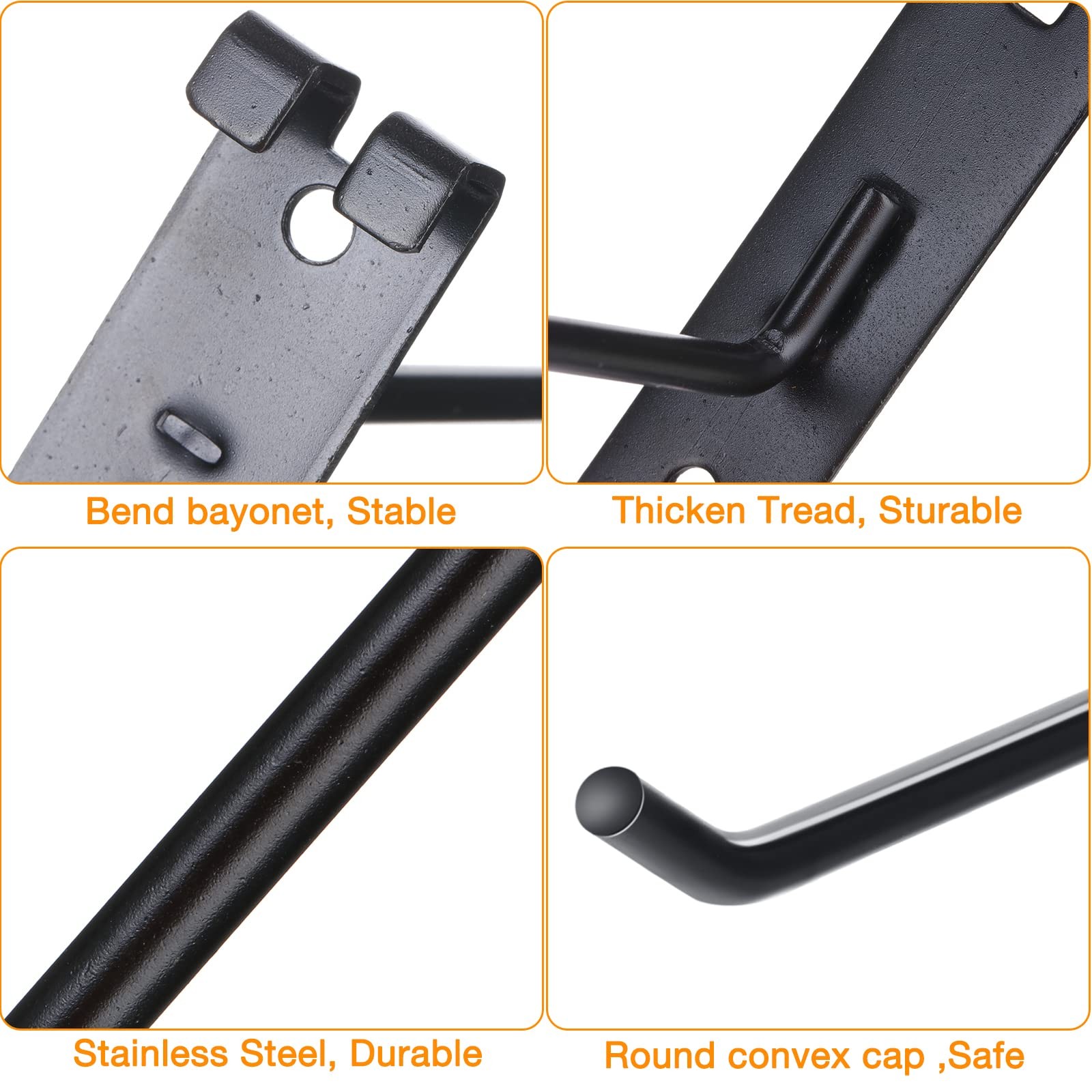 50 Pcs 4/6/8/10 Inch Gridwall Hooks Gridwall Peg Hooks Black Wall Grid Access...