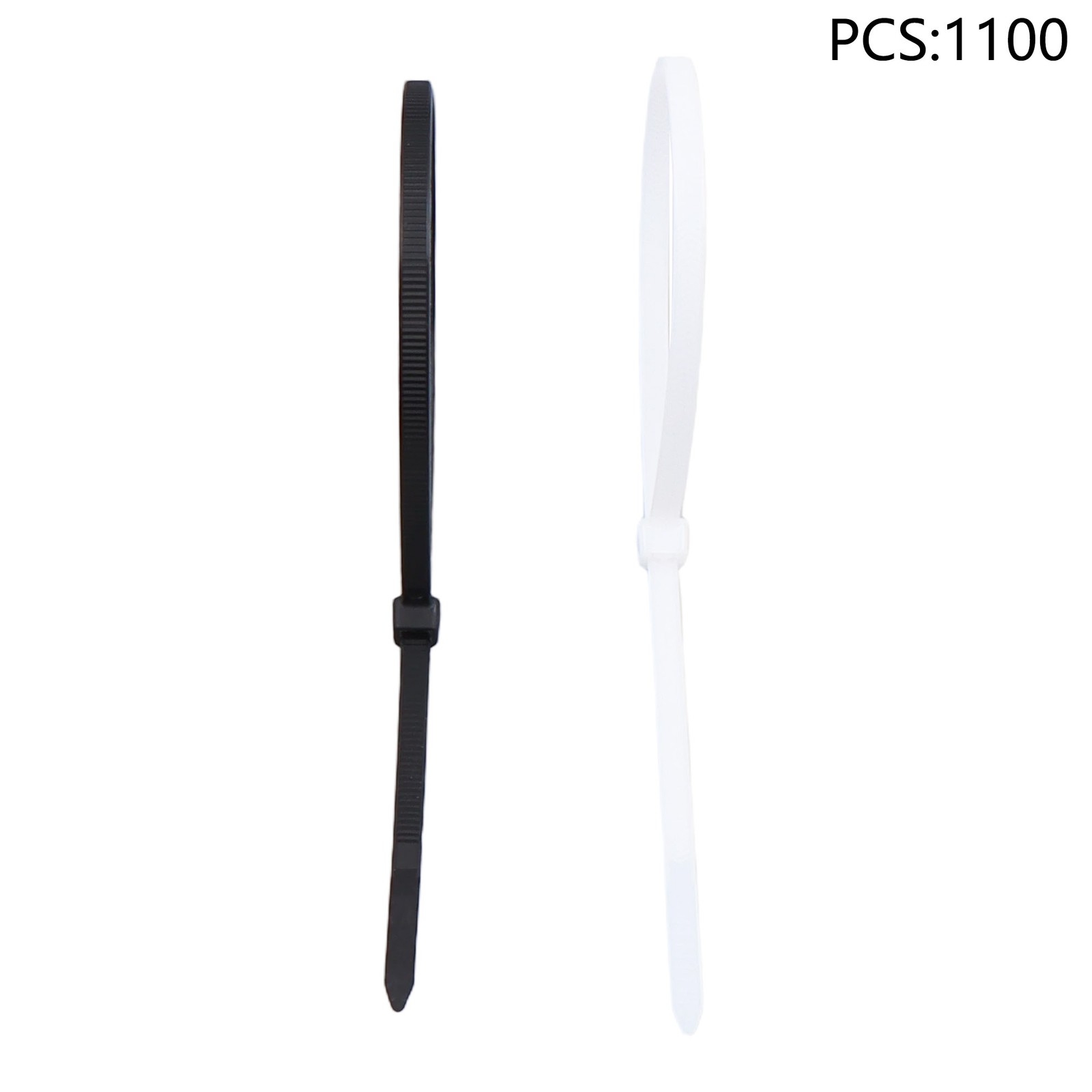 Self-locking Cable Ties, 12", 50 lbs, Nylon, 1000-Pack Black & 100-Pack White