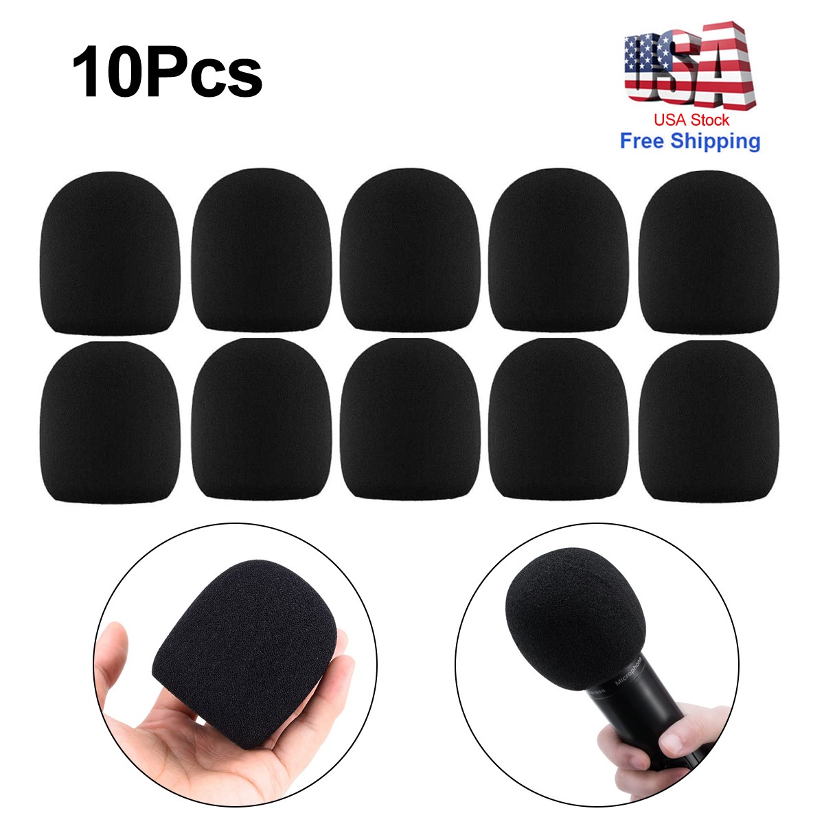 10X Microphone Windscreen Sponge Cover Headset Mic Foam Cover Cap for Gooseneck
