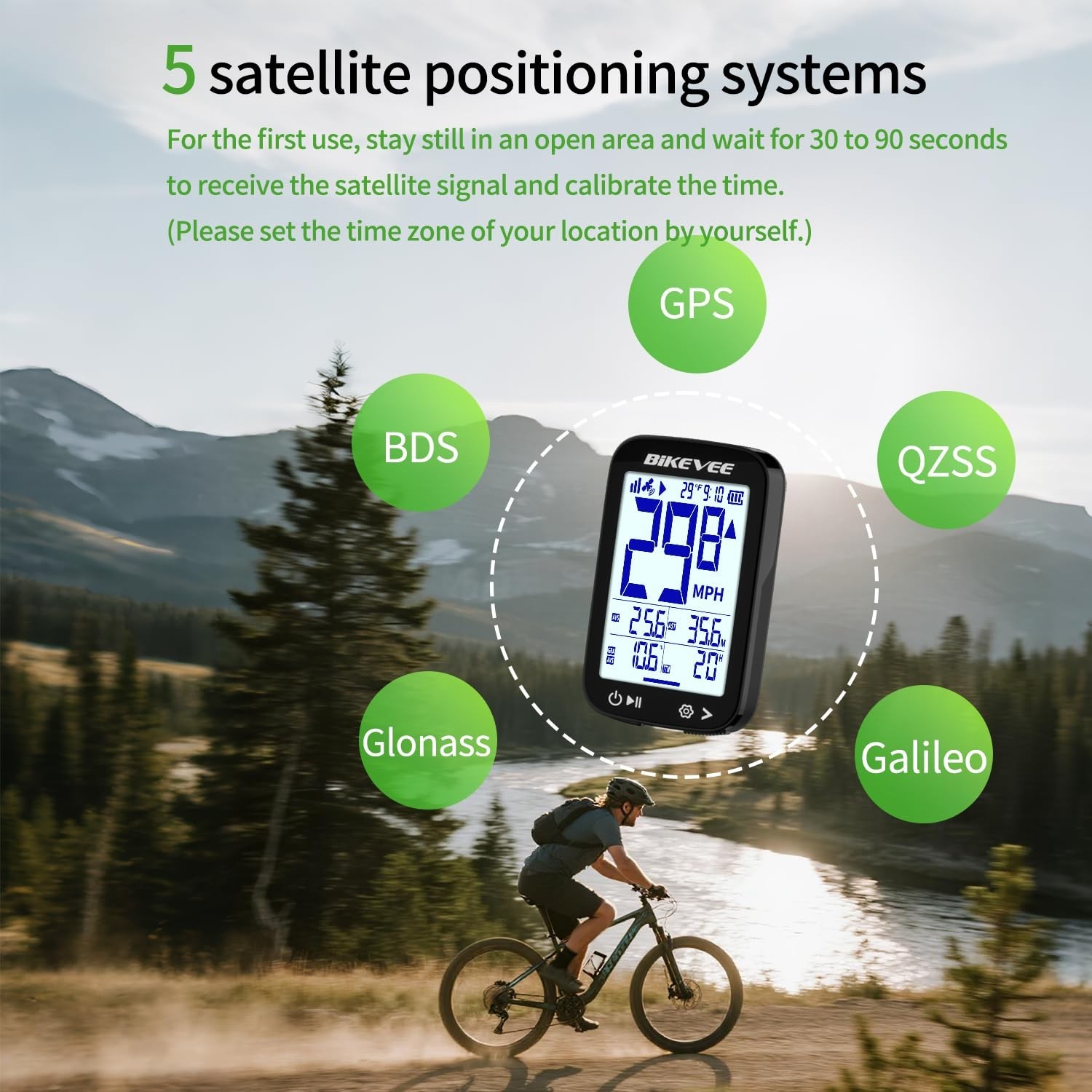 Bike Speedometer GPS Wireless Cycling Computer – Auto Start/Stop, Auto Bac