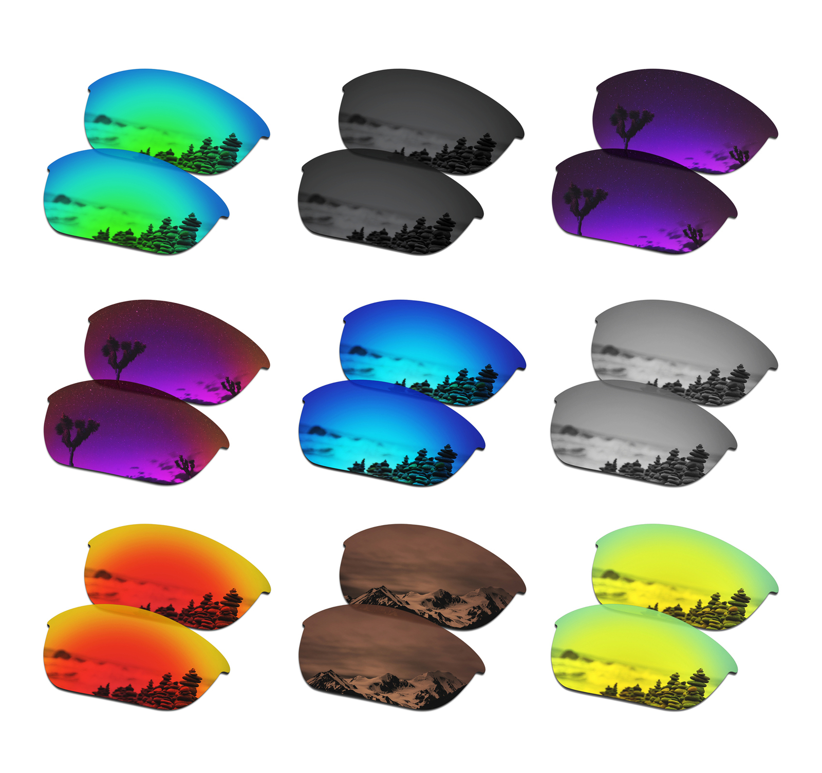 SmartVLT Polarized Replacement Lenses for-Oakley Half Jacket 2.0 Asian Fit-Multi
