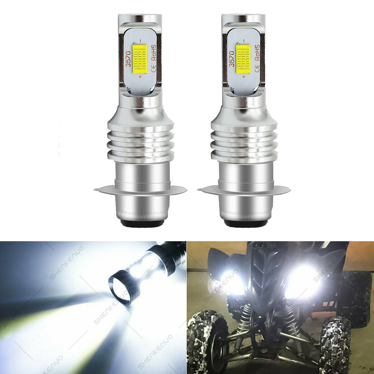 For Yamaha KODIAK 400 2x4 450 4x4 - 2x 6000K White LED Headlight Bulbs H6M kit