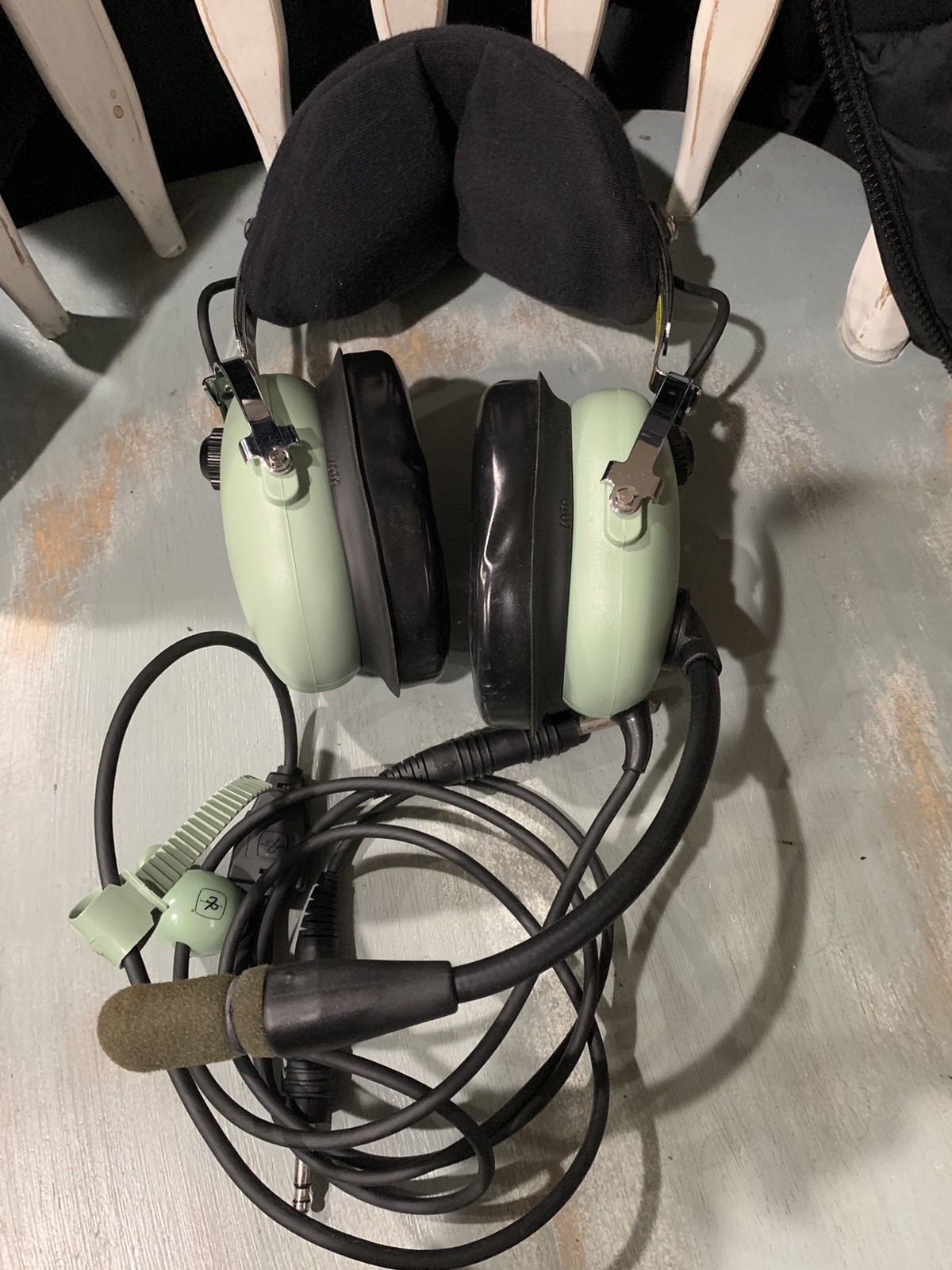 Good David Clark H10-13S Pilot Headset Black/Green Headband Over the Ear
