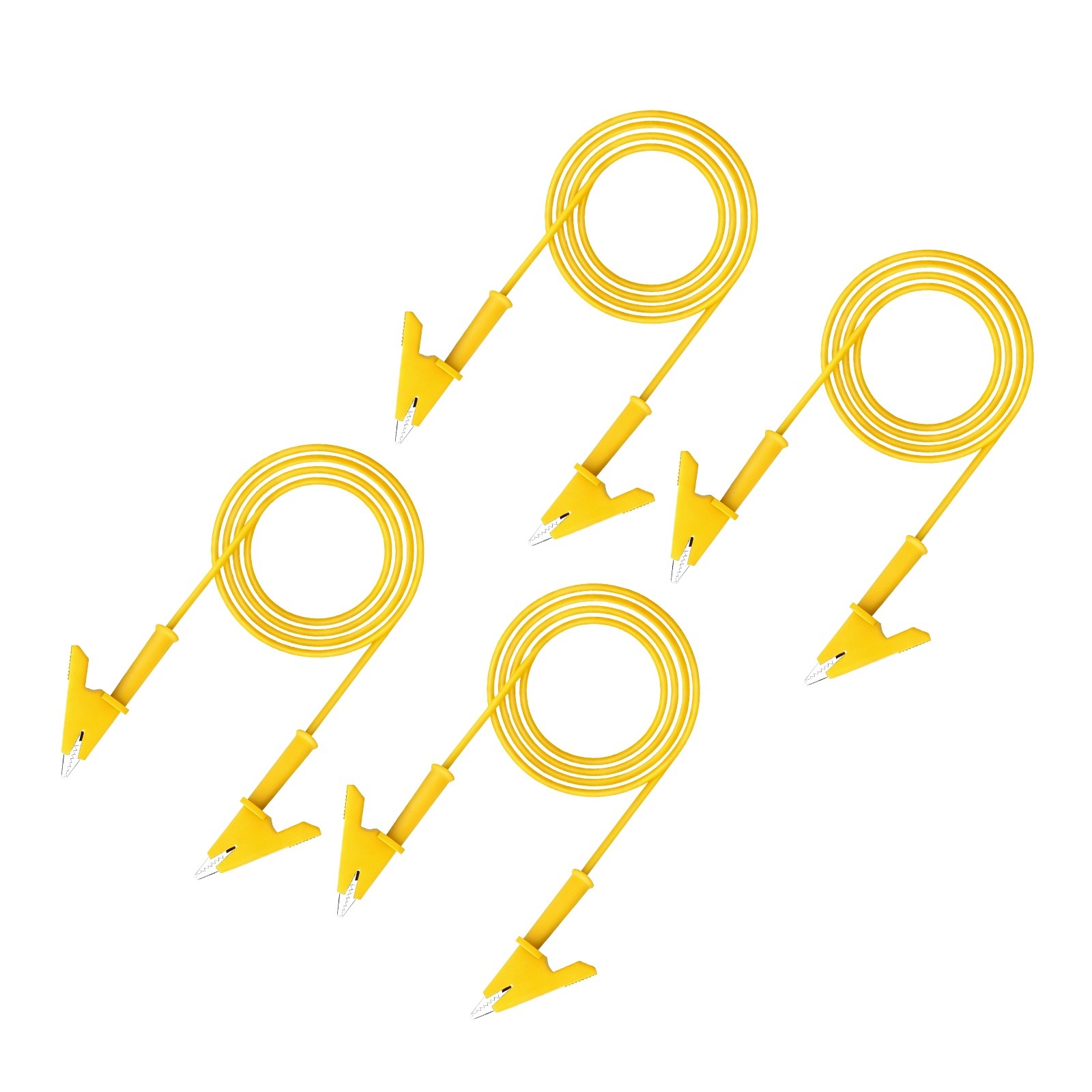 4 Pcs Dual-ended Alligator Clips Test Leads, 15A, 2.99m/9.81ft, Yellow