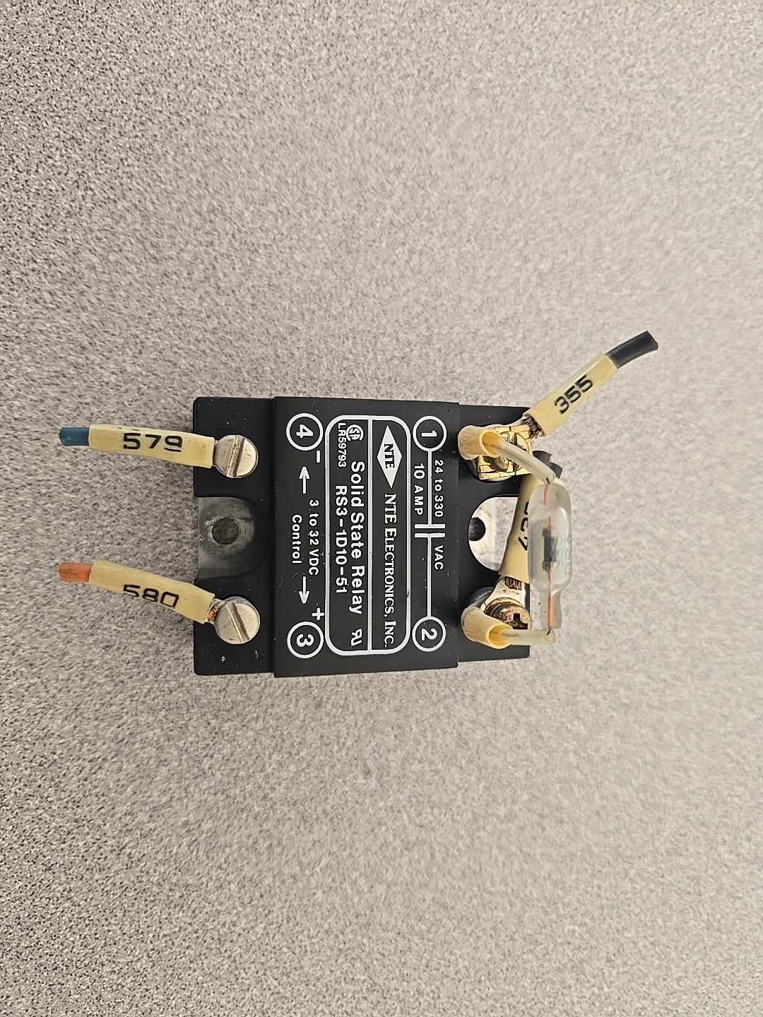NTE Electronics RS3-1D10-51 Solid State Relay 3-32 VDC 24-330 VAC 10 AMP