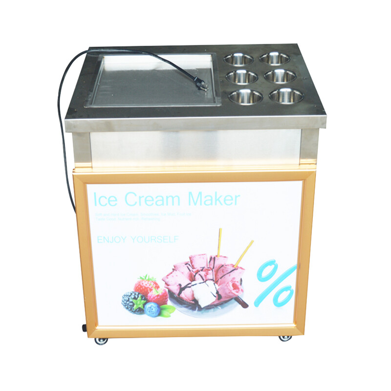Commercial Rolled Ice Cream Machine, Ice Roll Machine Yogurt Cream Machine 110V