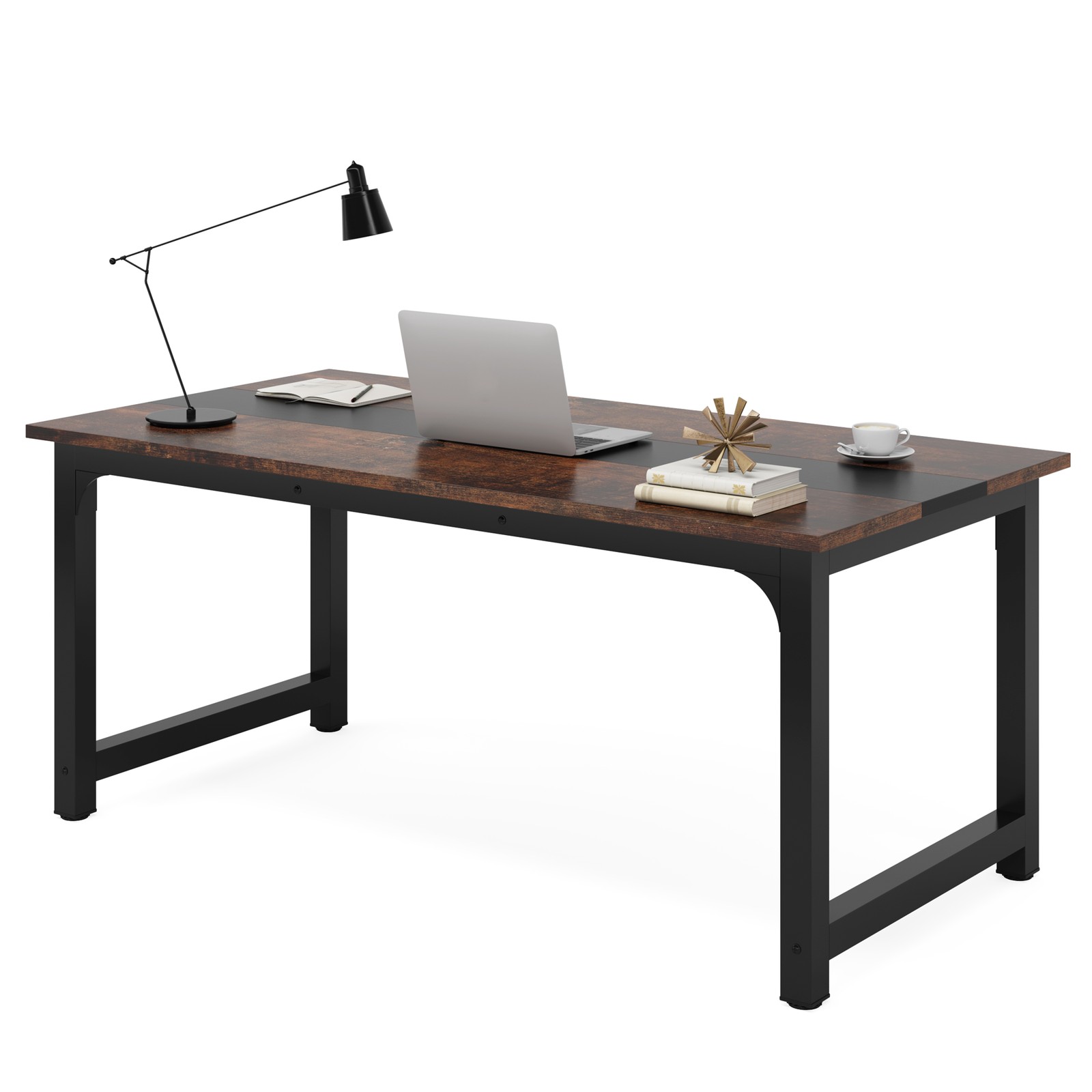 63 Inch Modern Executive Desk, Large Office Computer Desk with Thicken Frame