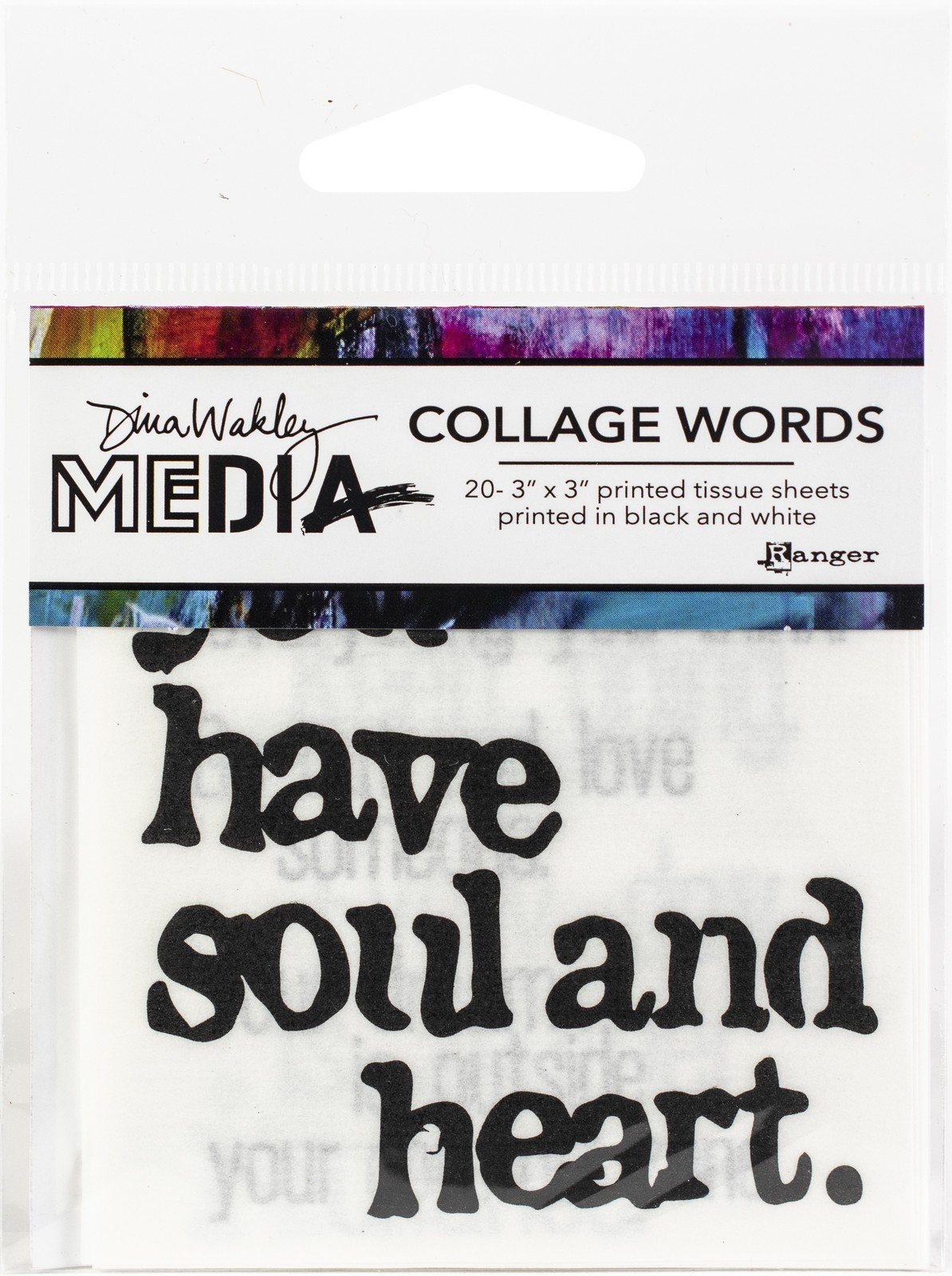 Dina Wakley Media Collage Word Pack 3"X3" 20/Pkg #2