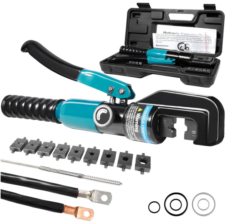 Crimpadora Hidráulica 10 Ton con 9 Matrices para Cables 12-2/0 AWG y Acero
