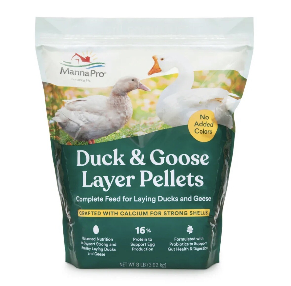 Manna Pro Duck & Goose Layer Pellets 16% Protein Egg Production Probiotics 8 lbs