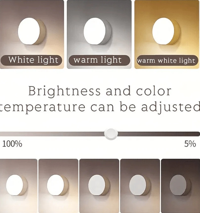 1pc LED Rechargeable Mini Night Light, Wall Mounted Bedside Lamp, Adju