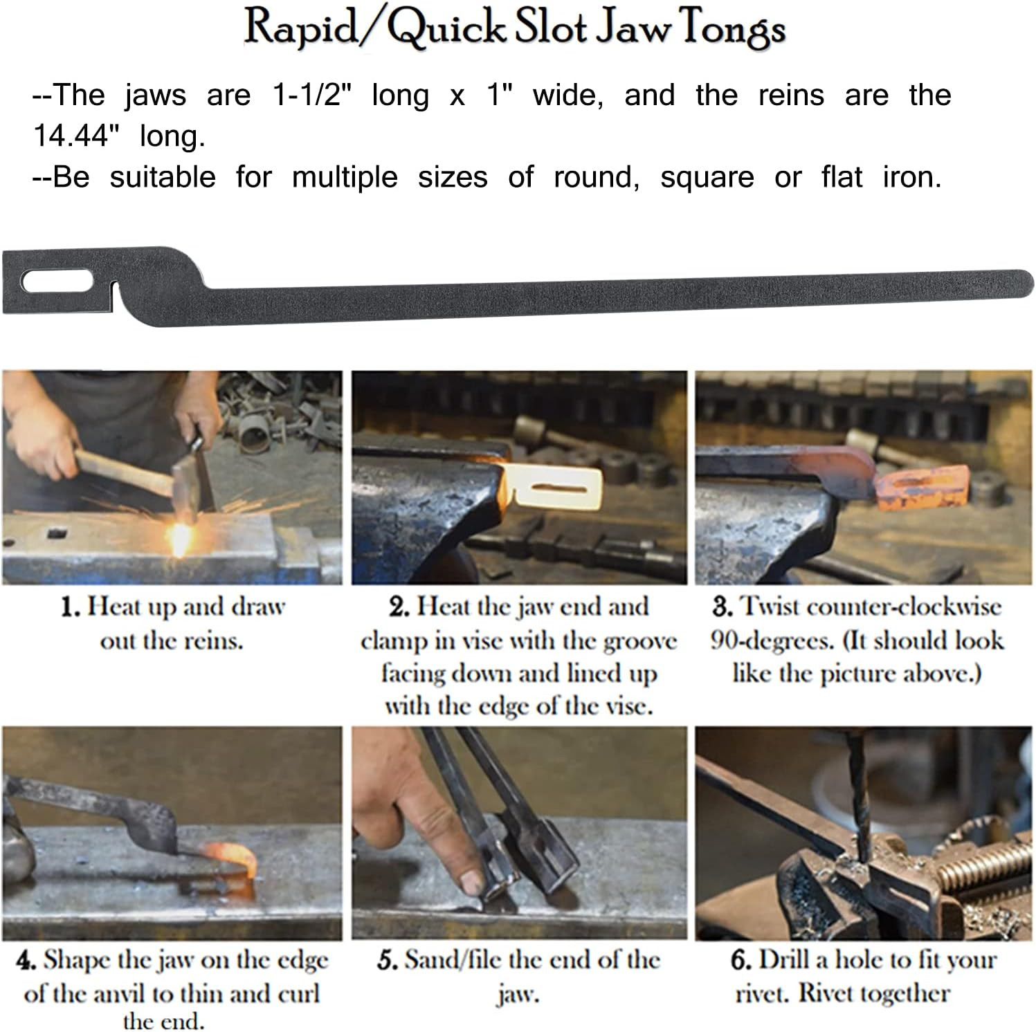 Rapid Tongs Bundle Set Five Types DIY Blacksmith Tongs with Rivet, Rapid Bolt/Fl