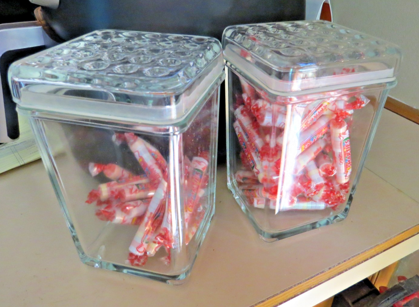 *2* Retired Modern IKEA Koloni 7" Bubble Glass Stackable Storage Container jars