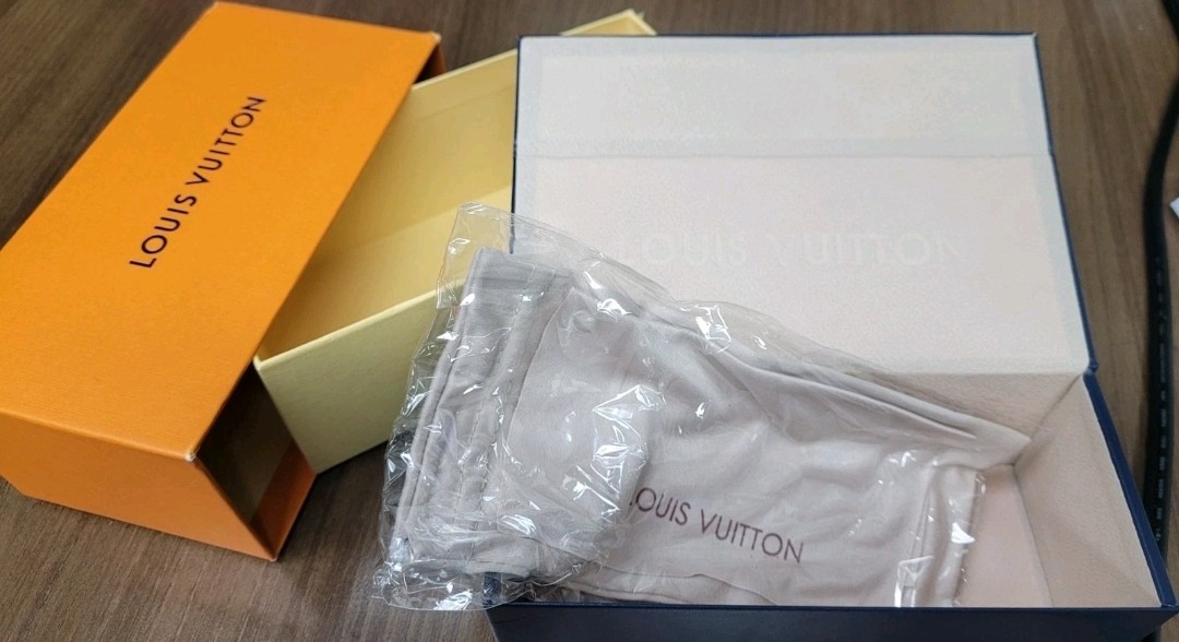 LOUIS VUITTON Empty Sunglasses Case +Outer Case +Magnetic Navy Blue Box+ Bag!