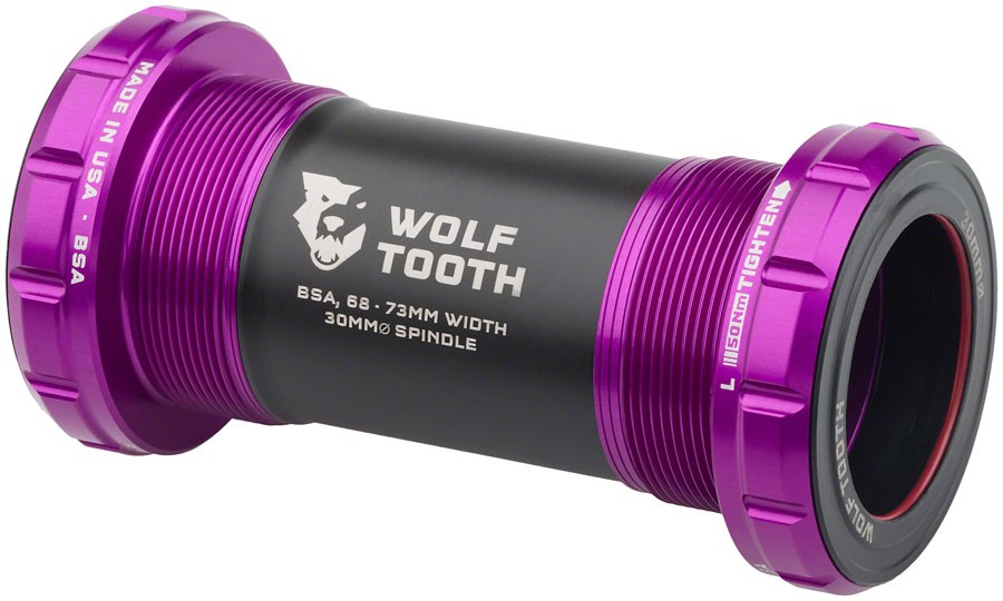 Wolf Tooth BSA Bottom Bracket - 68/73mm for 30mm Spindle, Weather-Sealed, Purple
