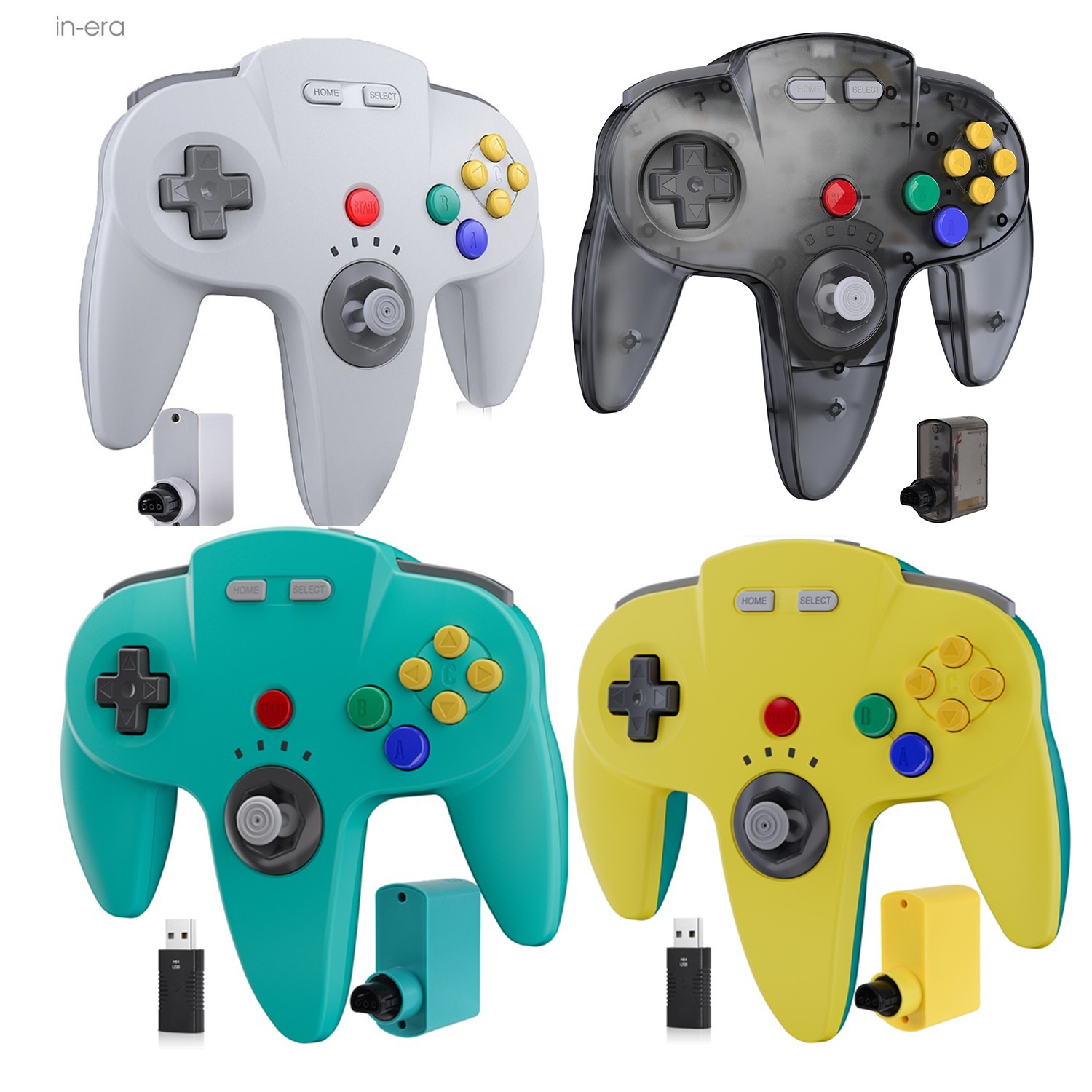 Wireless N64 Controller Gamepad & Adapter with Rumble Pak for Nintendo 64 System