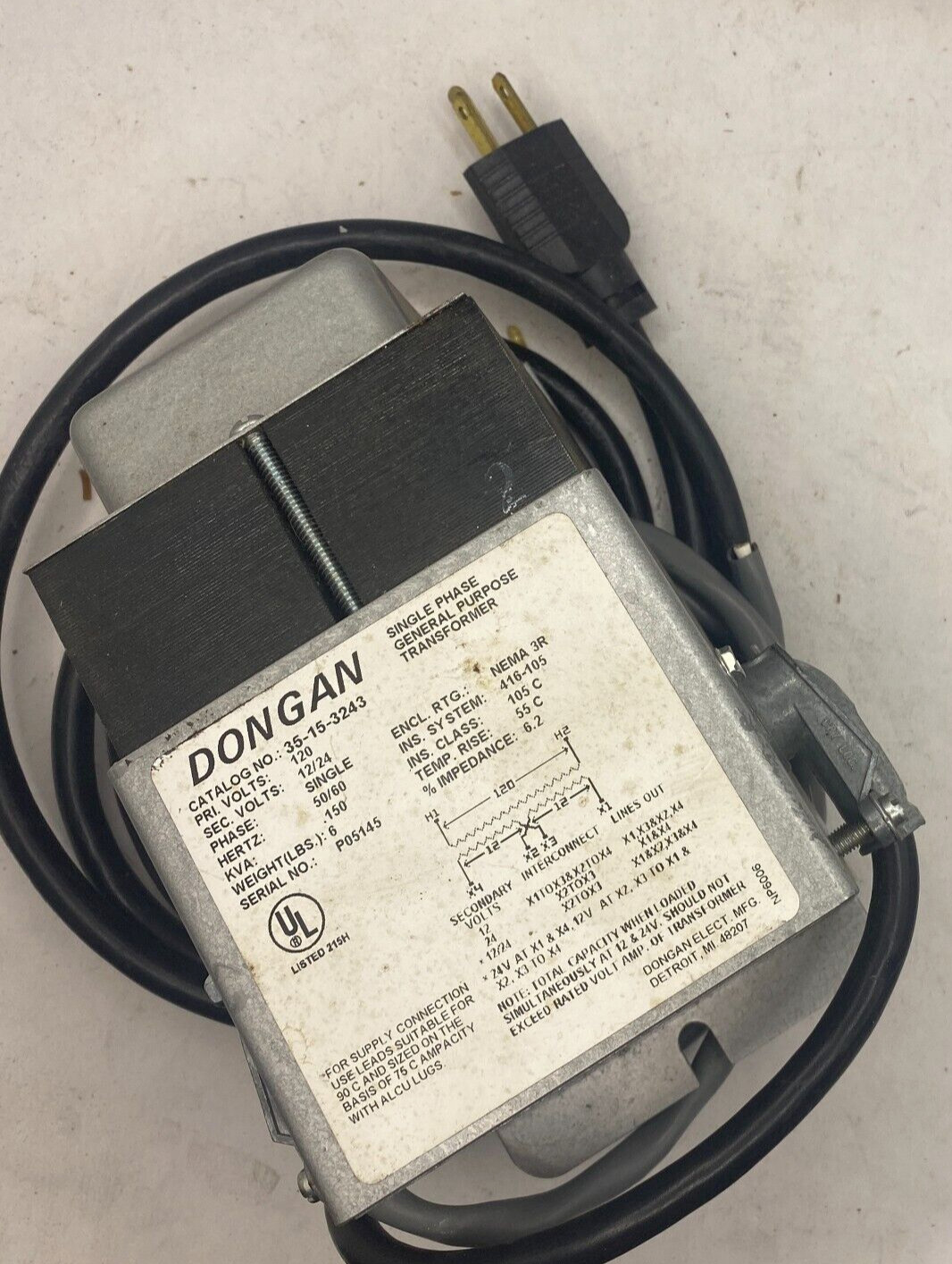 DONGAN 35-15-3243 Single Phase General Purpose Transformer Professional 6''🔔