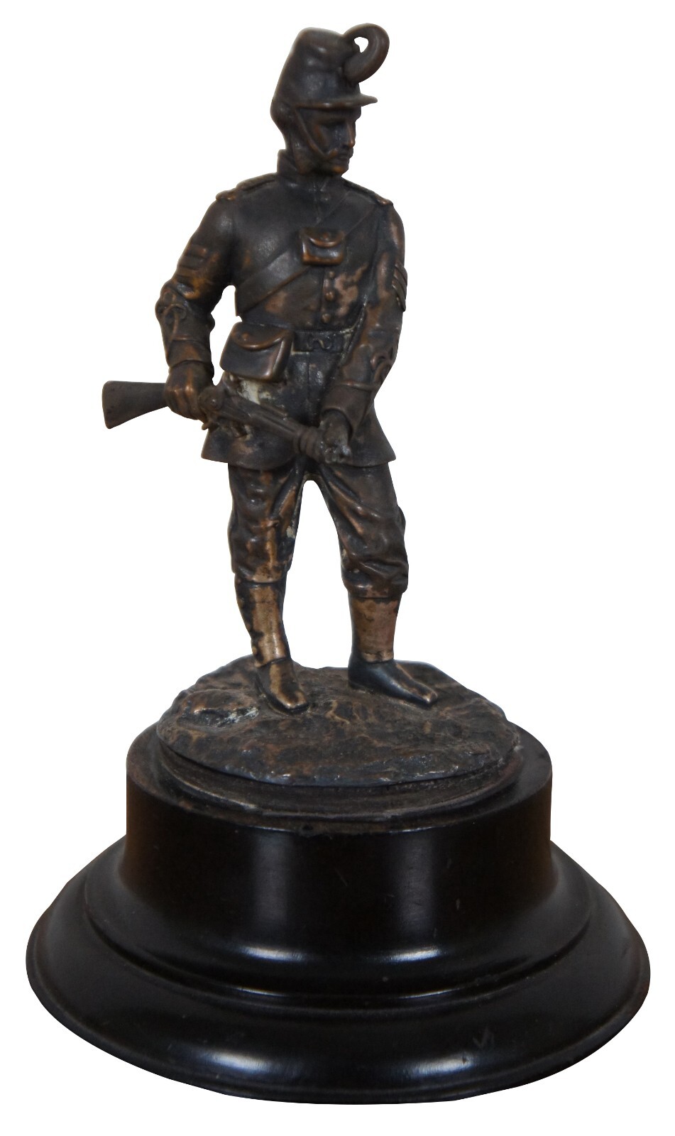 Antique Infantry Field Officer Colonel War Soldier Bronze Statue Figurine 7"
