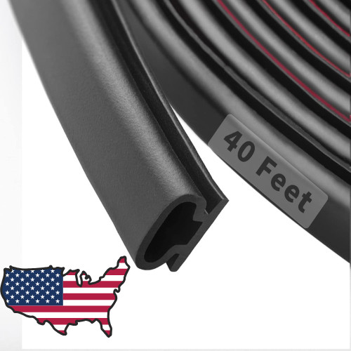 40 Feet Rubber Weather Stripping Door Seal Strip, Self-Adhesive Backing D-Shape