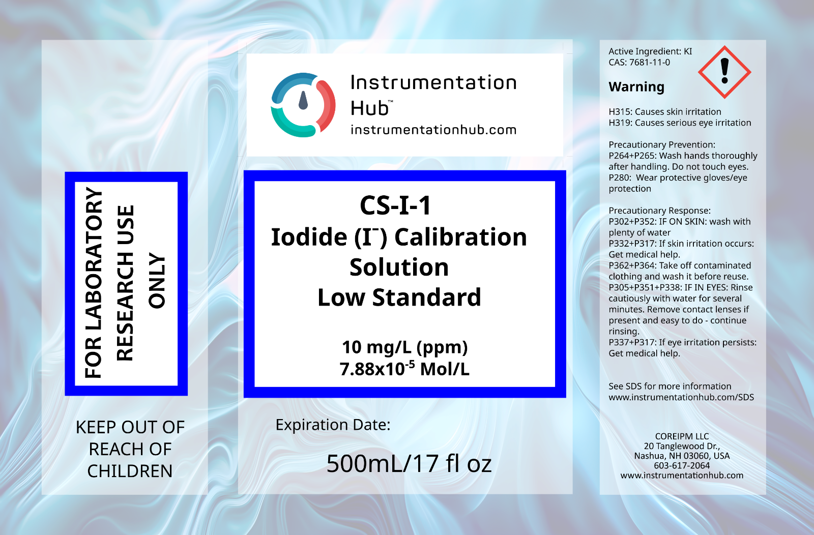 INSTRUMENTATIONHUB Iodide (I-) ISE Calibration Solution Set (2x17floz/2x500mL)