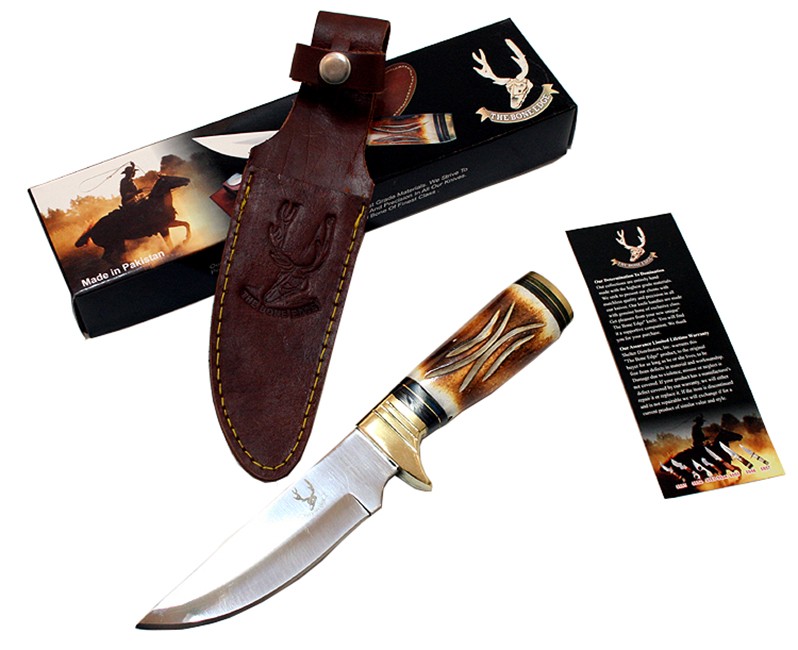 9.5"" Skinner Fixed Blade Survival Hunting Knife Stainless Steel Leather Sheath