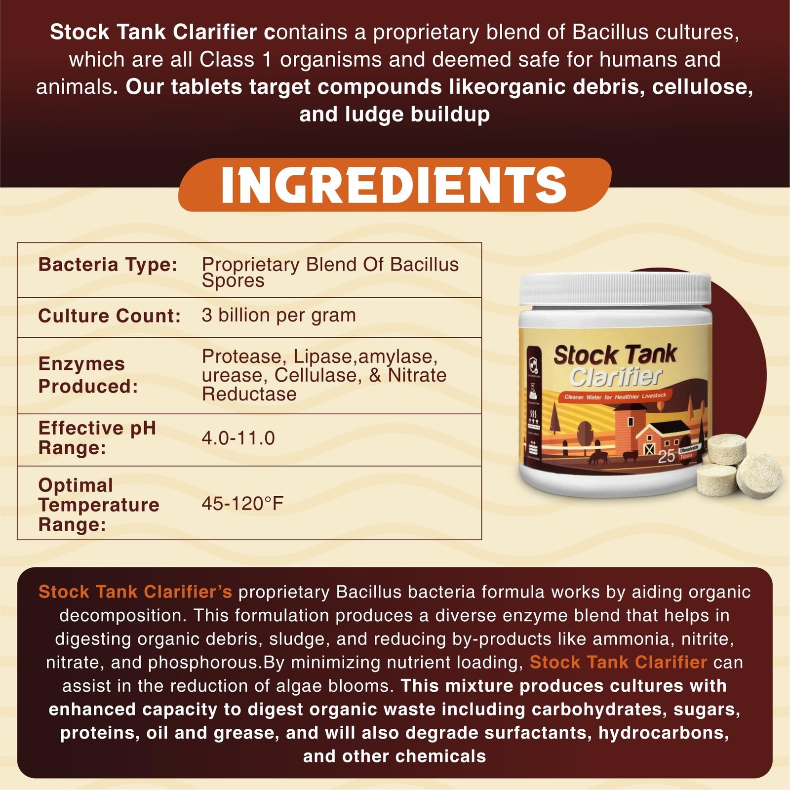 Stock Tank Clarifier - Improves Livestock Water by reducing buildup and Creat...